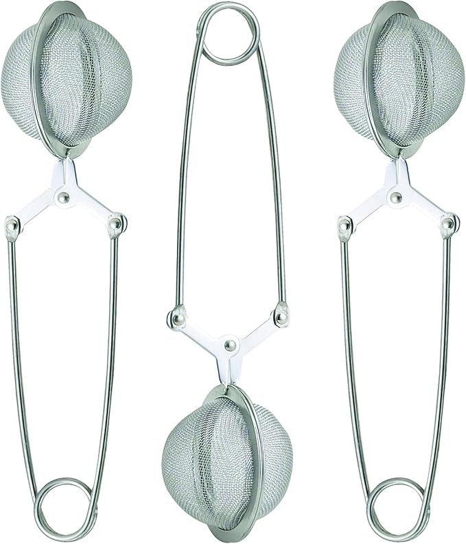 HIC Kitchen Snap Mesh Ball Tea Infusers, 18/8 Stainless Steel, For Loose Leaf Tea and Mulling Spices, Set of 3