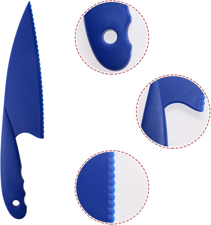 PENTA ANGEL 6 Colors Plastic Kitchen Knife Set Nylon Knife Children Safety Cooking Chef Knives for Fruit Lettuce Vegetable Salad Bread (6 Colors)