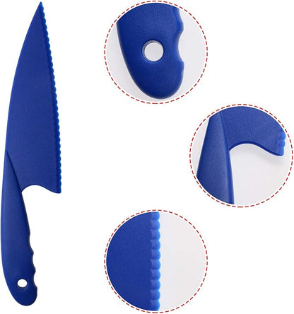 PENTA ANGEL 6 Colors Plastic Kitchen Knife Set Nylon Knife Children Safety Cooking Chef Knives for Fruit Lettuce Vegetable Salad Bread (6 Colors)