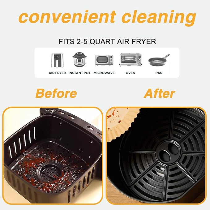 Ailun Air Fryer Paper Liners 6.5inch, 100PCS Non-Stick Parchment Paper,Oil Resistant,Disposable Food Grade Free of Bleach Paper Square for 2-5 QT Air Fryer Baking Roasting Microwave