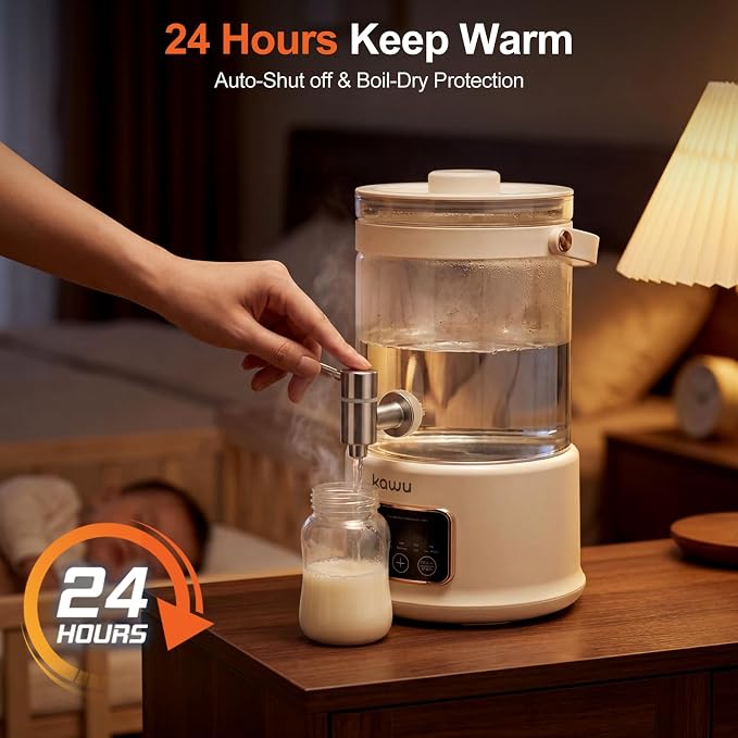 Kawu Electric Kettle, 2.5L Glass Water Boiler with Infuser, 7-in-1 Electric Water Kettle Hot Water Dispenser, Temperature Control, 800W Tea Maker Machine Water Warmer for Home Office Kitchen