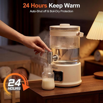 Kawu Electric Kettle, 2.5L Glass Water Boiler with Infuser, 7-in-1 Electric Water Kettle Hot Water Dispenser, Temperature Control, 800W Tea Maker Machine Water Warmer for Home Office Kitchen