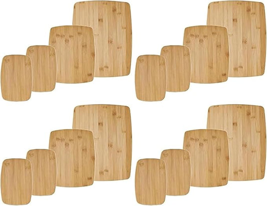 Farberware 4-Piece Bamboo Cutting Board Set - Reversible Boards for Chopping, Slicing, Charcuterie and Meal Prep - Kitchen Essential, Housewarming or Back-to-School Gift (Pack of 4)
