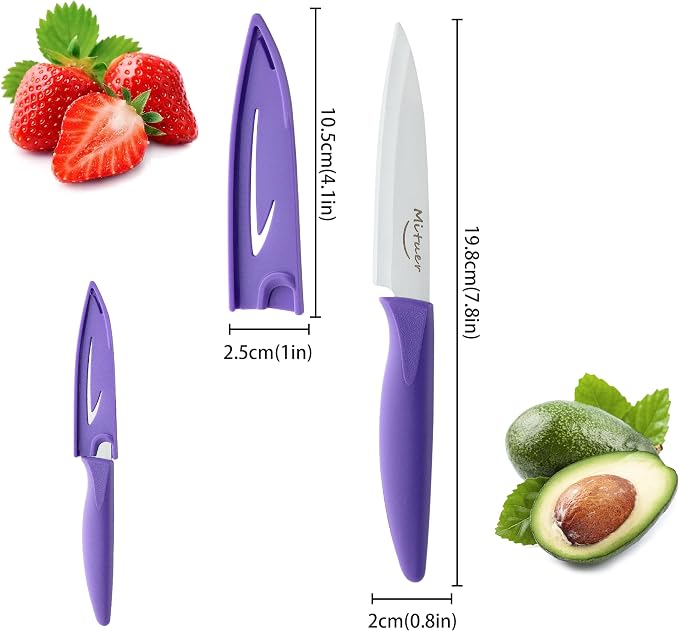 6PCS Paring Knives, Stainless Steel Paring Knife Set with Matched Knife Sheath, 4 Inch Peeling Fruit Vegetable Kitchen Knife, German Steel, PP Plastic Handle