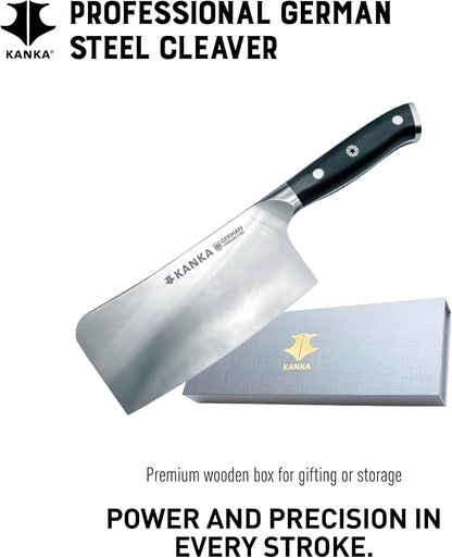 KANKA 7 inch Meat Cleaver Knife – Professional Knife for BBQ & Kitchen, Ergonomic Handle Stainless Steel Butcher for Meat, Fish & Bone Cutting - Heavy Duty Chef Chopper Razor Sharp & Rust-Resistant