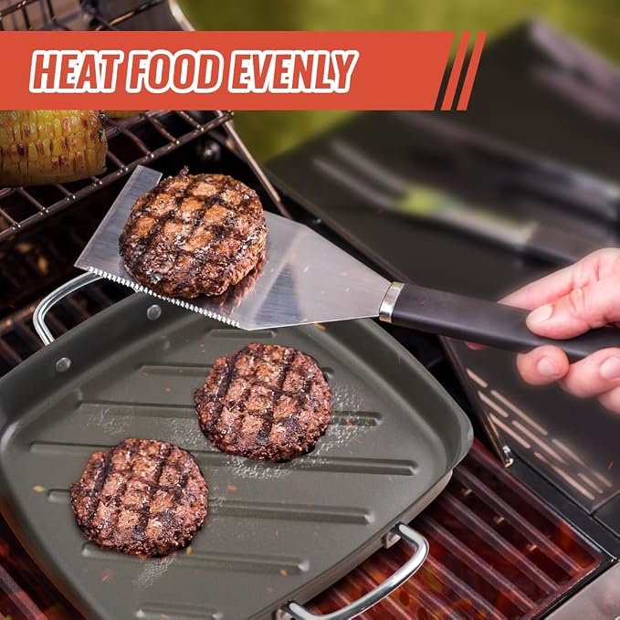 Grill Pan for Outdoor Grill - 11” Grill Pan BBQ Grill Topper With Handles Grill Trays For Grilling Barbecue Tray