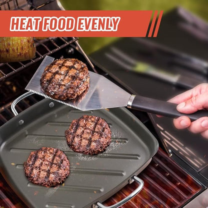 Grill Pan for Outdoor Grill - 11” Grill Pan BBQ Grill Topper With Handles Grill Trays For Grilling Barbecue Tray