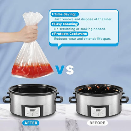 Slow Cooker Liners 3-8 Quart, Cooking Bags Large Size 13"x 21", Slow Cooker Bags Disposable Oval Large For Crock Pot (20)