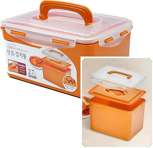 Probiotic Kimchi & Sauerkraut Container for Fresh Fermentation | Airtight Food Storage with Inner Vacuum Lid, (2.7 L) (0.71gal)