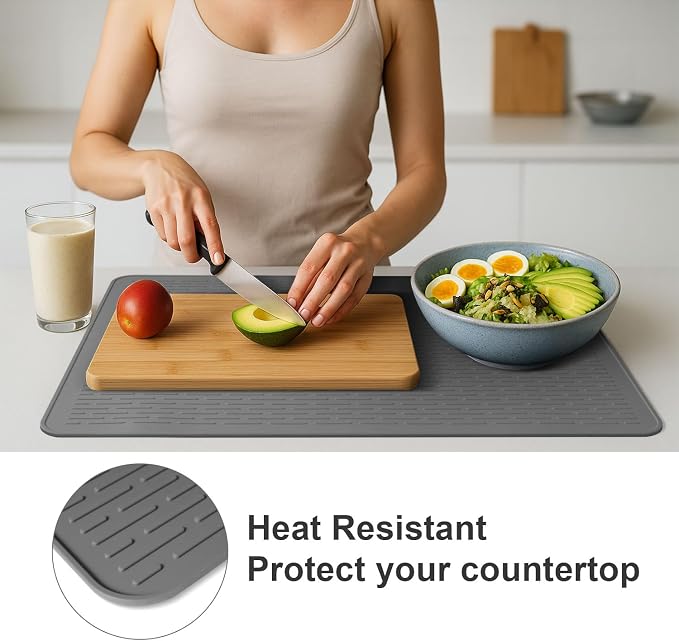Stove Top Cover for Electric Stove- Range Covers for Electric Stove,Silicone XXL Dish Drying Mat, Glass Cooktop Covers, Flat RV Range top Mats (Gray, 28"x20")