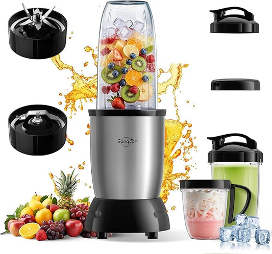 Sangcon 1000w Smoothie Blender for Kitchen, Blender for Smoothies, with 37oz/32oz/22oz Bpa-Free Cups – Upgraded Portable Personal Blenders for Shakes, Frozen fruit, Baby Food, Spice Grinding & More