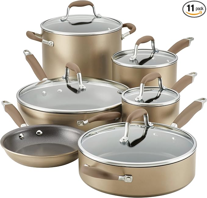 Anolon Advanced Home Hard-Anodized Nonstick 11-Piece Cookware Set (Bronze)