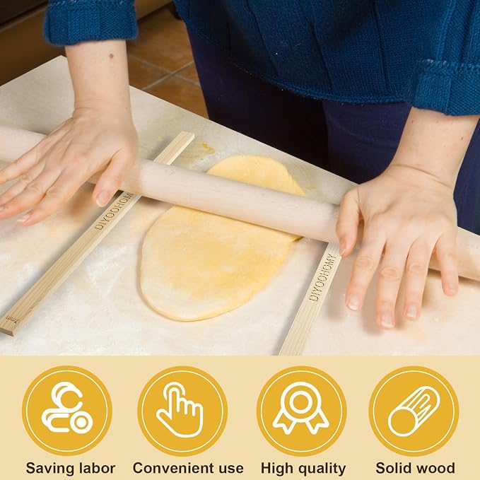 DIYOOHOMY 10 Pcs 17" L Rolling Pin Guides for Dough, Pizza, Bread, Pastry Thickness, Polymer Clay Tools, Wooden Slab Roller for Clay Machine, Clay Rolling Pin Depth Guide for Pottery Ceramics Supplies