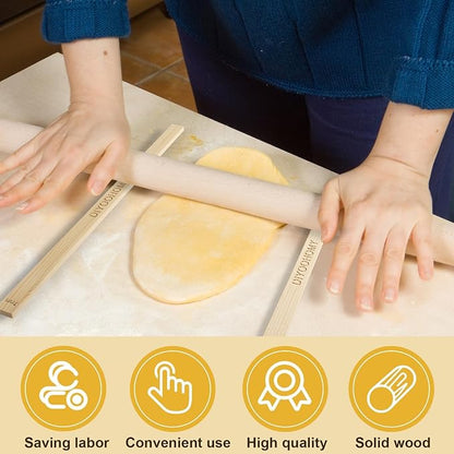 DIYOOHOMY 10 Pcs 17" L Rolling Pin Guides for Dough, Pizza, Bread, Pastry Thickness, Polymer Clay Tools, Wooden Slab Roller for Clay Machine, Clay Rolling Pin Depth Guide for Pottery Ceramics Supplies