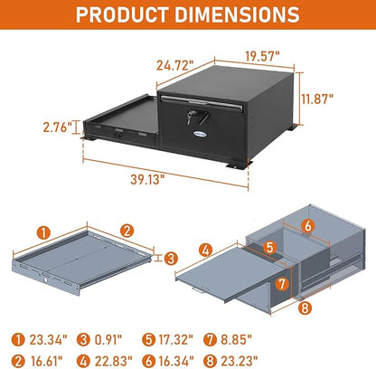 Hooke Road JK JL Bronco Trunk Storage Drawer & Fridge Slide Mount for 2007-2026 Jeep Wrangler JK JL 4-Door & 2021-2026 Ford Bronco 4-Door, Security Lock Toolbox Overland Camping Cargo Organizer