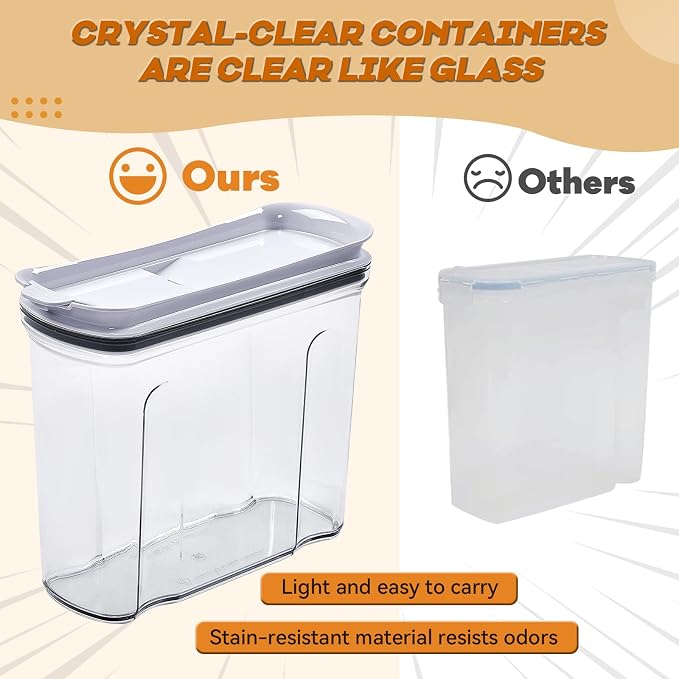 Cereal Containers Storage Set, Airtight Food Storage Container with Lid 2.5L,2PCS BPA-FREE Plastic Pantry Organization Canisters for Rice Cereal Flour Sugar Dry Food in Kitchen…