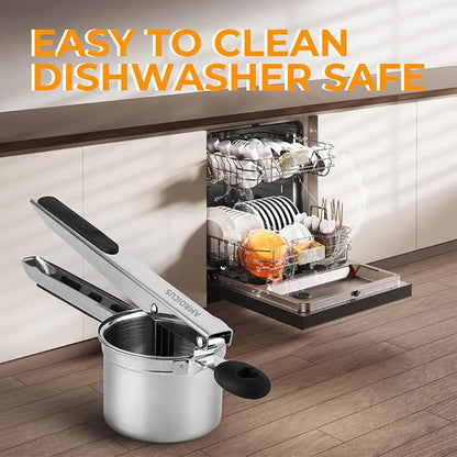 Potato Ricer 15oz, Heavy Duty Stainless Steel Potato Masher with 3 Interchangeable Discs, Large Masher and Ricer Kitchen Tool for Mashed Potatoes, Spaetzle Noodle Maker, Potato Press