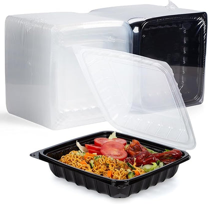 YANGRUI 45-Pack 38 oz 9.5" Commercial Container, Shrink-Wrapped No Pre-Wash | Single Compartment, Heavy-Duty Anti-Fog Lid, Leakproof Microwave Safe BPA-Free PP, for Buffet, Banquet & Hot Holding