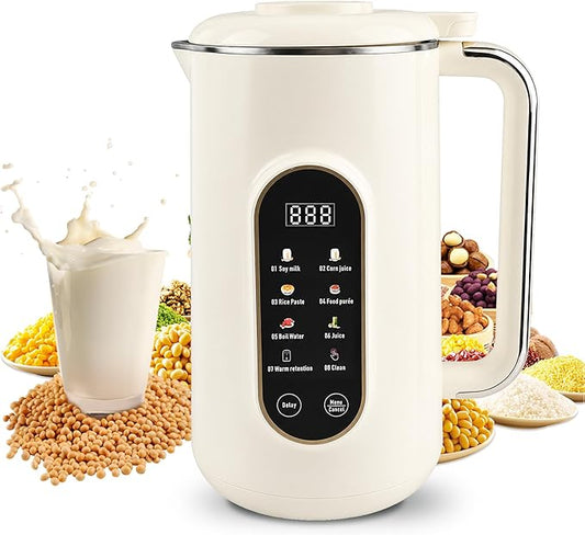8-IN-1 Nut Milk Maker Machine, 50 oz Soy Milk Maker with LED Touch Screen for Hot/Cold Almond Soybean Milk Maker, 18 Hours Timer/Self-Cleaning/Keep Warm Homemade Oat/Nut/Juice Blender
