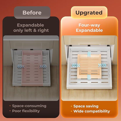 2 Pcs Pull Out Cabinet Organizers, Width (12"-19") and Depth (17"-23") Expandable With 3 Slides, No Drill Slide out Drawers Adhesive Film or Nail Cabinets Without Lip in Kitchen, Bathroom