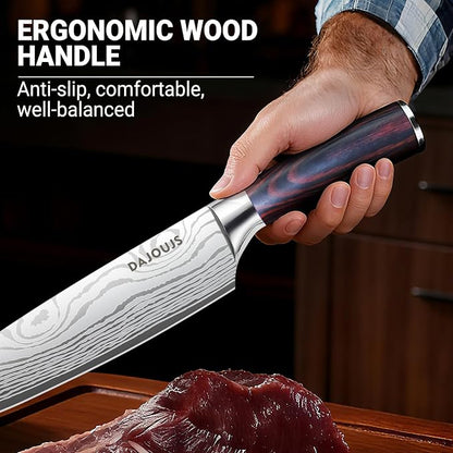 Chef Knife 8 Inch Kitchen Knife - Ultra Sharp Japanese High-Carbon Steel Chefs Knife, Professional Cooking Knives with Ergonomic Wood Handle & Gift Box