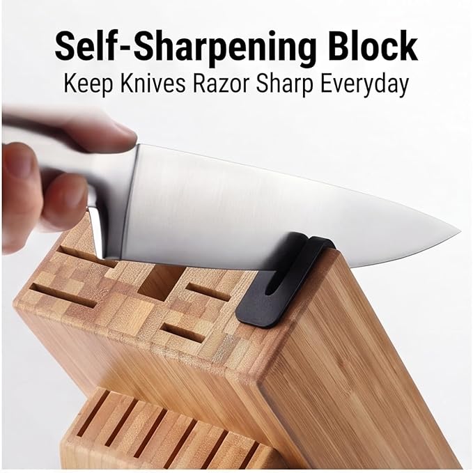 McCook® Kitchen Knife Sets,German Stainless Steel Knives Block Set with Built-in Sharpener, 20 Piece Chef Knife and More, Razor Sharp, Restaurant Grade, Anti-Rust, Elegant Box for Gift