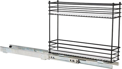 Household Essentials Glidez Under Cabinet 2‑Tier Pull‑Out Storage Organizer with Removable PEVA Liners, Matte Black