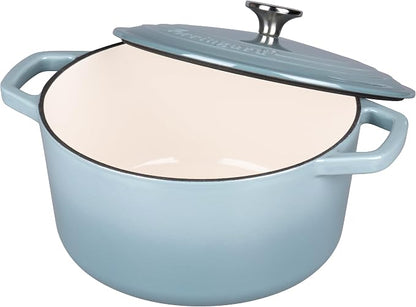 VORRINGARD Enameled Cast Iron Dutch Oven Pot with Lid, for Bread Baking, Round Bread Oven- include Sourdough Bread Baking Supplies Set, 6QT, Sea Salt