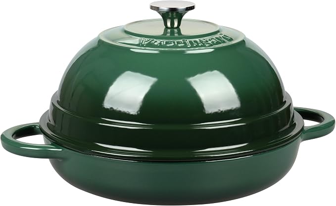 VORRINGARD Cast Iron Enameled Dutch Oven Pot with Lid for Bread Baking, Bread Oven, 6 Quart, Dark Green