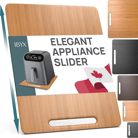 Ibyx Elegant Appliance Slider - Sliding Tray for Coffee Maker & Heavy Kitchen Appliances, Easy Slide, Made of Premium Bamboo, Space-Saving Kitchen Organizer, 40 lb Capacity, Natural - 12 x 16 Inch