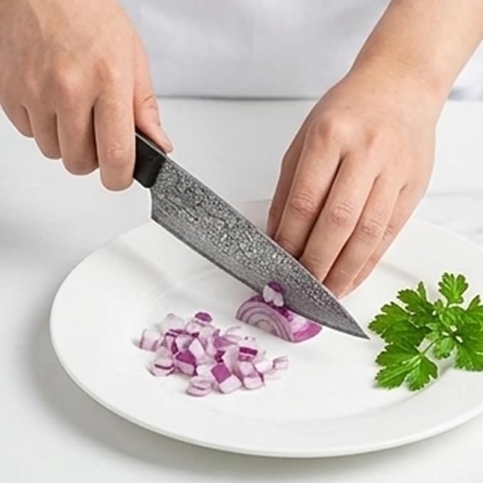 Chef Knife 8 Inch,Light Kitchen Knife, Ideal for All-Around Food Preparation with Damascus Steel Knife,Ultra Sharp Japanese Knife with Ergonomic Handle