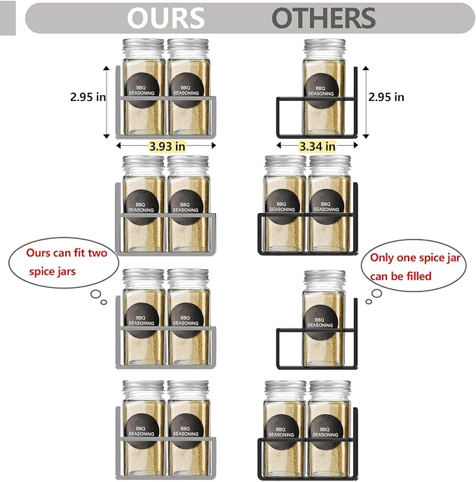 SMRCAD Magnetic Spice Rack for Refrigerator Seasoning Organizer for Spice Fridge Shelf storage Magnetic Shelf with Hook for Oven (GREY, 4pack)