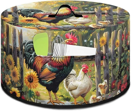 Farm Chickens Rooster Slow Cooker Dust Cover Crock for Pot Covers Fits 6-8 qt Oval Slow Cooker Small Appliance Protection Cover with Pocket Kitchen Accessories Decor