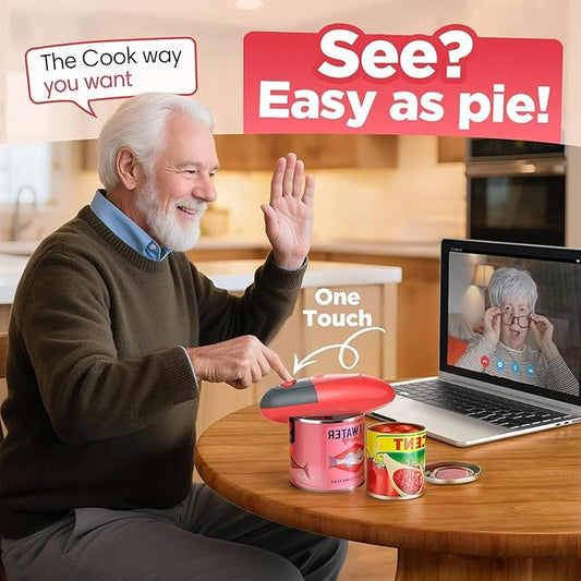 One Touch Electric Can Opener Fits Almost All Can Sizes for Seniors with Arthritis, Hand Held Battery Operated Can Opener with Smooth Edge, Food Safe Kitchen Gadgets Automatic Can Opener for Kitchen