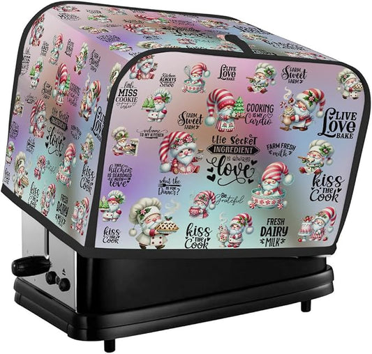Toaster Cover 2 Slice Wide Slot Cute Christmas GnomesBread Toaster Oven Dustproof Cover Small Appliance Kitchen Covers Dust and Fingerprint Protection for Women Gift 2 Slice