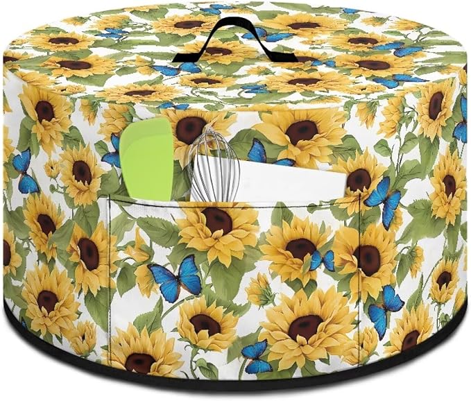Butterflies Sunflowers Slow Cooker Cover Protection Crock for Pot Dust Cover Fits for Most 6-8 Quart Small Kitchen Appliance Decor