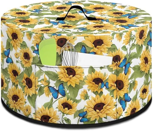 Butterflies Sunflowers Slow Cooker Cover Protection Crock for Pot Dust Cover Fits for Most 6-8 Quart Small Kitchen Appliance Decor