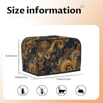 Ethnic Pretty Paisley Toaster Cover 4 Slice Wide Slot Washable Kitchen Appliance Covers Fingerprint Bread Machine Dust Cover Small Toaster Oven Accessories Covers Bread Maker Bag Women Gift