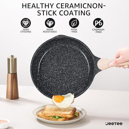 JEETEE 36Pcs Pots and Pans Set Non Stick, Cookware Set Non toxic Kitchen Healthy Induction Cooking Set W/Griddle, Sauté Pan, Baking Trays & Pancake Rake (PFOA, PFAS Free)