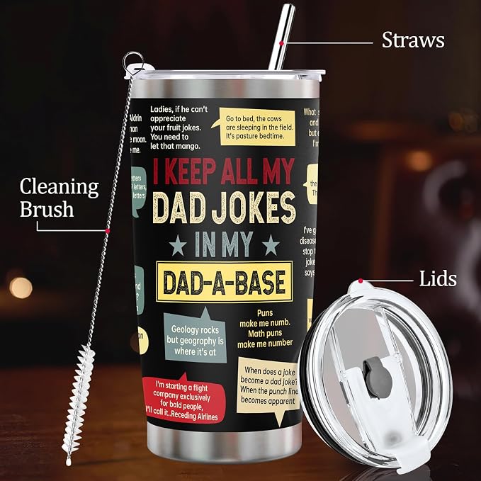 Fathers Day Dad Gift for Dad Husband from Daughter Son Wife,20Oz Stainless Steel Tumbler Birthday Gifts for Men Adults Husband Stepfather Present Decorations on Fathers Day Christmas Thankgiving