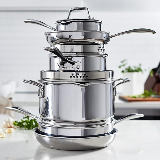 ZWILLING Clad CFX 10-pc Stainless Steel Ceramic Nonstick Cookware Set