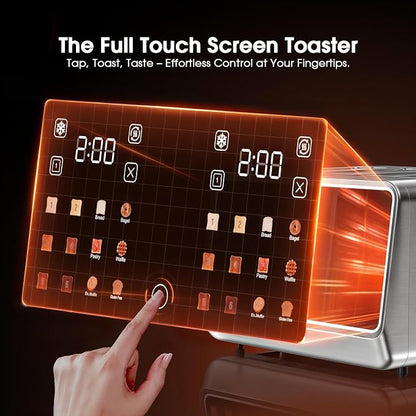 4-Slice Smart Toaster, 1800W Digital Touchscreen with Dual-Zone Control, 1.5" Extra-Wide Slots for Bagels & Thick Bread, 6 Browning Levels & 6 Presets, Single-Slot Energy Saving, Defrost/Reheat