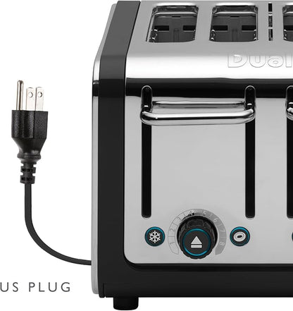 Dualit Design Series 4 Slice Toaster | Polished Stainless Steel with Black Trim | Extra-Wide Slots – Peek and Pop Function – Patented Perfect Toast Technology – Matching Kettle Available
