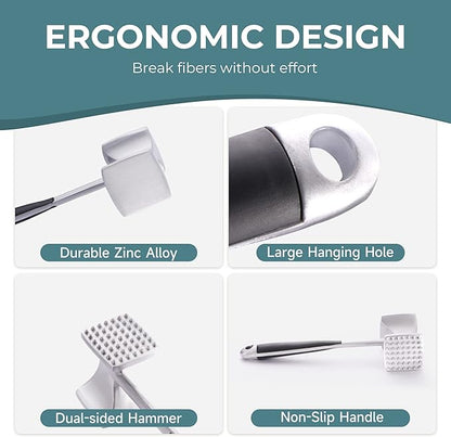 KITEXPERT Meat Tenderizer Hammer with Comfortable-Grip Handle, Dual-side Mallet for Kitchen, Heavy Duty Pounder For Tenderizing Steak, Beef and Fish