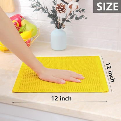 Homaxy 100% Cotton Waffle Weave Kitchen Dish Cloths, Ultra Soft Absorbent Quick Drying Dish Towels, 12 x 12 Inches, 8-Pack, Yellow