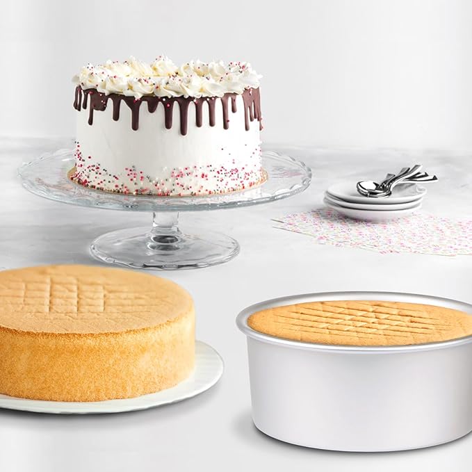 Round Cake Pan Set of 3 (6 x 3 inch/8 x 3 inch/10 x 3 inch), Aluminum Baking Pans for Layer Cakes, Heavy Duty Non-Stick, Evenly Baking Tools for Home Kitchen, Birthday Wedding Anniversary