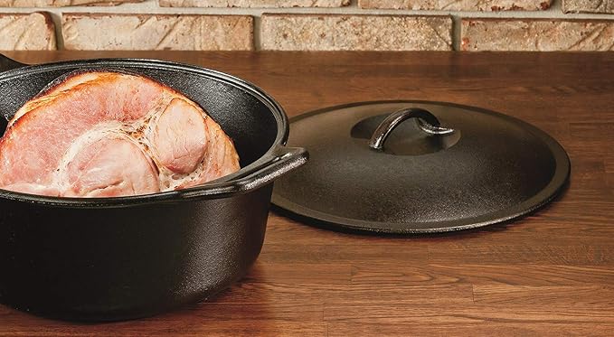 Lodge BOLD Exclusive 7 Quart Premium Pre-Seasoned Cast Iron Dutch Oven with Lid - Dual Handles - Use in the Oven, on the Stove, on the Grill or over the Campfire - Black