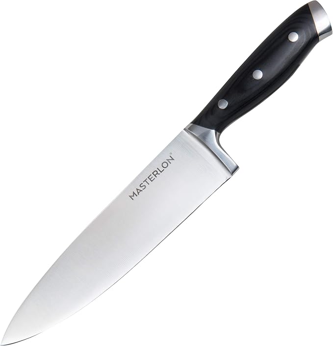 MP-116 Triple Rivet Collection Chef’s Knife Stainless Steel Blade, 8", Black