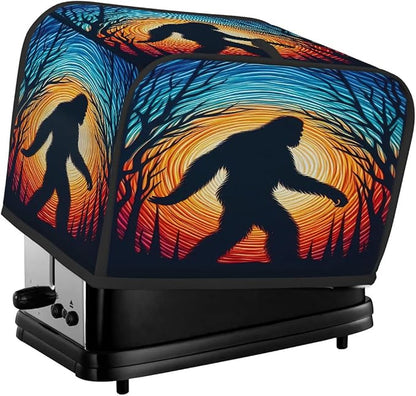 Bigfoot Toaster Cover 2 Slice Wide Slot Washable Toaster Covers | Forest Art Dust and Fingerprint Protection Bread Maker Covers for Kitchen Accessories Decor Bakeware Women Gift
