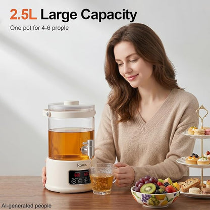 Kawu Electric Kettle, 7-in-1 Hot Water Dispenser Health Pot for Tea Coffee, 2.5L Glass Tea Kettle with Temperature Control, 24H Keep Warm, BPA Free, Water Warmer for Home Office Kitchen